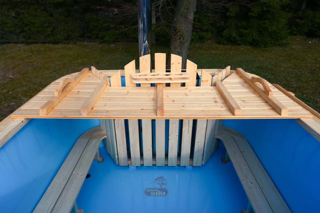 Polypropylene hot tub internal heater blue insert spruce wood 3