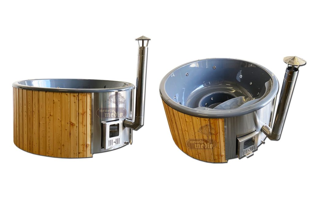 acrylic hot tub integrated heater grey insert larch wood 2