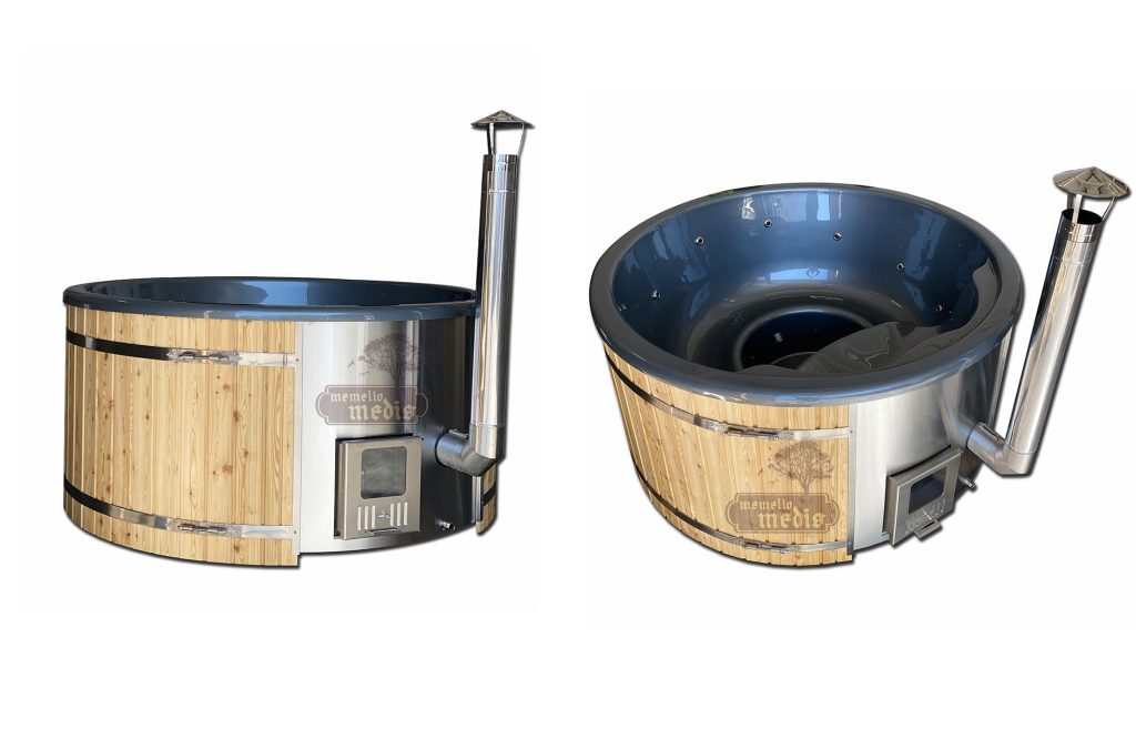 acrylic hot tub integrated heater grey larch wood 1